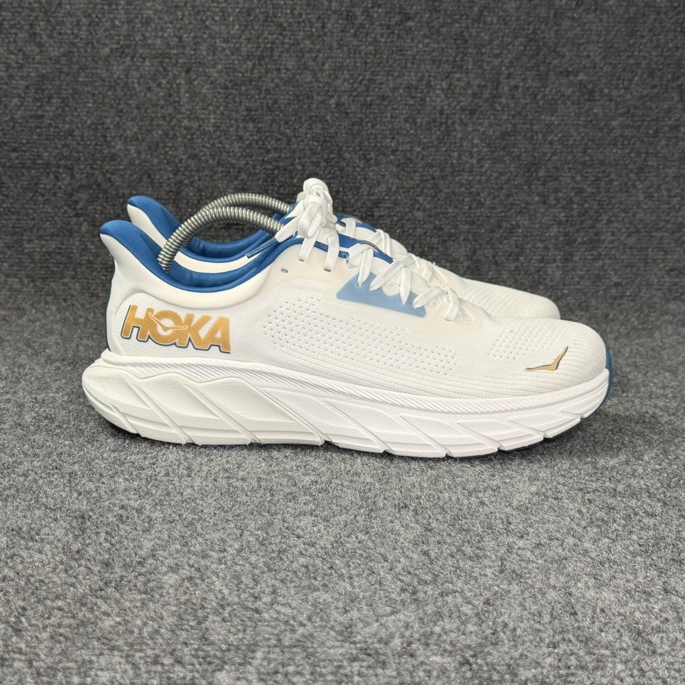Hoka Arahi 7 Running Shoes Men's 11 White Blue Athletic Run Training Sneakers
